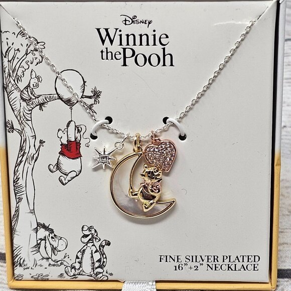 NEW Disney Winnie the Pooh 16”+ 2”Fine Silver Plated Necklace - Picture 1 of 4